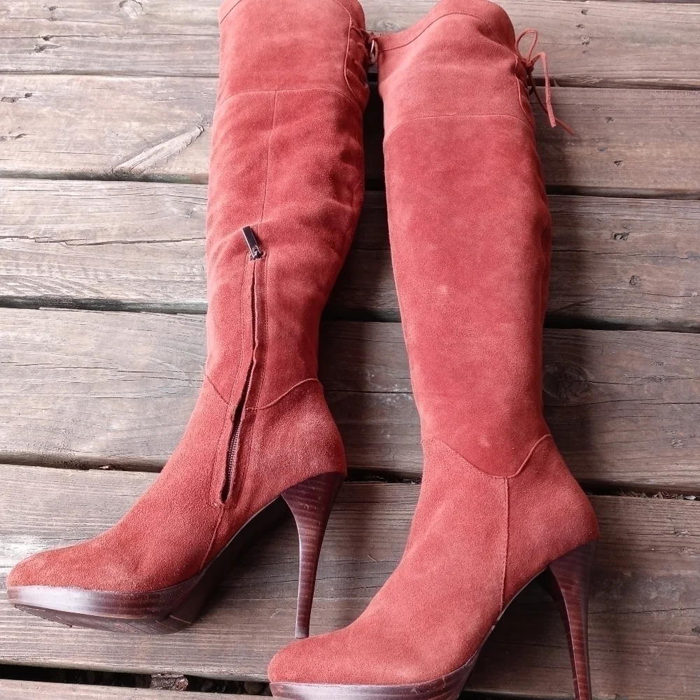 Sam Edelman 'Vesey' Over the Knee Red Wine Boot Suede Size 6M. New without box.